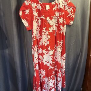 Vintage 90s Women's Kalena Fashions of Hawaii Red Hibiscus Floral Muumuu Size M